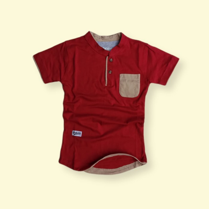 Baju Koko Anak ORKIDS Koko Anak Kaos Kurta Anak Baju Muslim Quaz - MAROON, XL premium laki-laki lemb