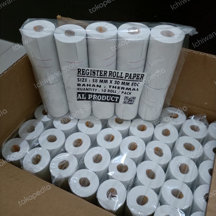 

Kertas Thermal Murah Struk Kasir EDC 58x30/57x30 1 dus isi 100 roll