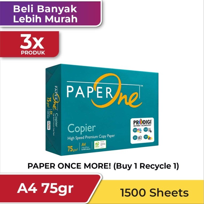 

PAPERONE 3 Rim Kertas Copier A4 75 Gr