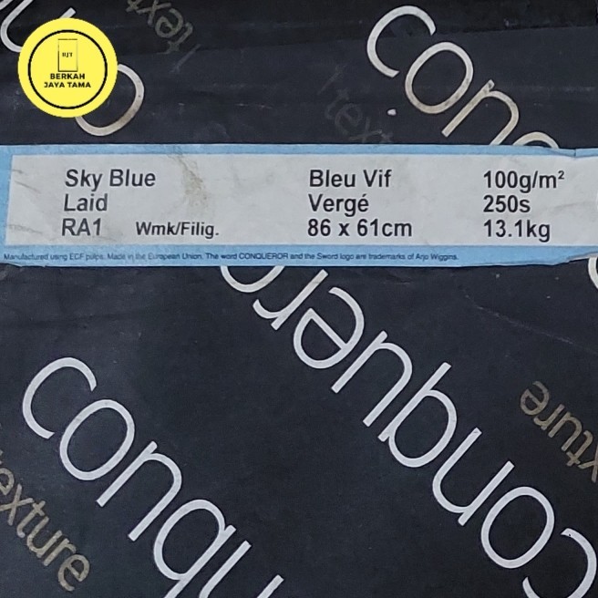 

kertas conqueror sky blue laid A4 21x29.7 100grm 250 sheet orijinal