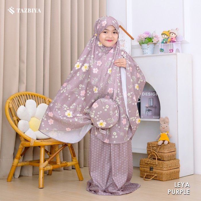 READY MUKENA ANAK KECIL TAZBIYA COLLECTION I MUKENA ANAK RAYON | FREE TAS MUKENA - LEYA PURPLE, M DW