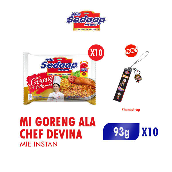 

Sedaap Mie Instan Goreng Ala Chef Bag 93 gr x10 Free Phone Strap