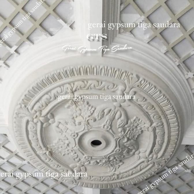 Hiasan Plafon - Ornamen Lampu Gypsum 150Cm - Ornamen Bulat Full Ukiran 150Cm - Tempat Lampu Gypsum