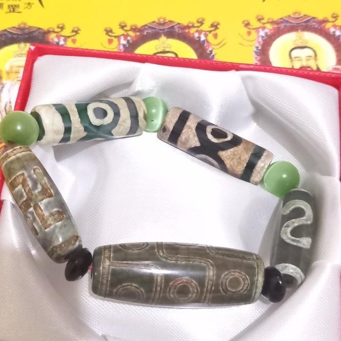 populer] Gelang Premium Dzi All Power Stone Vajra Tibetan stone