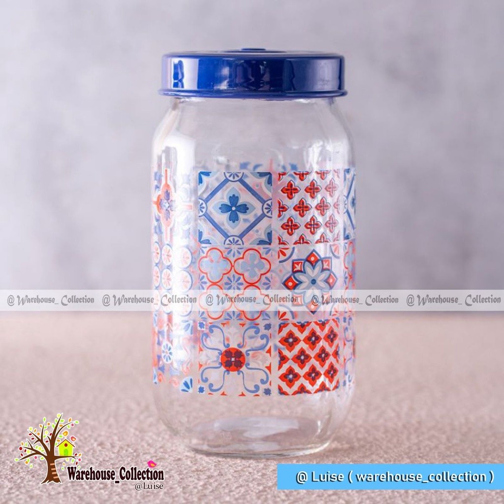 Adaajaa TOPLES KUE KACA HEREVIN +TUTUP 1000ML DRAT PLASTIK / DECORATED JAR MOSAIC/TOPLES ASINAN /