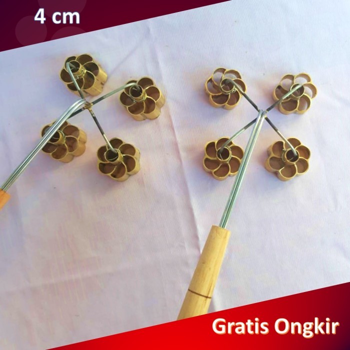 Adaa Cetakan Kembang Goyang Mini Isi 4 Kuningan Anti Lengket