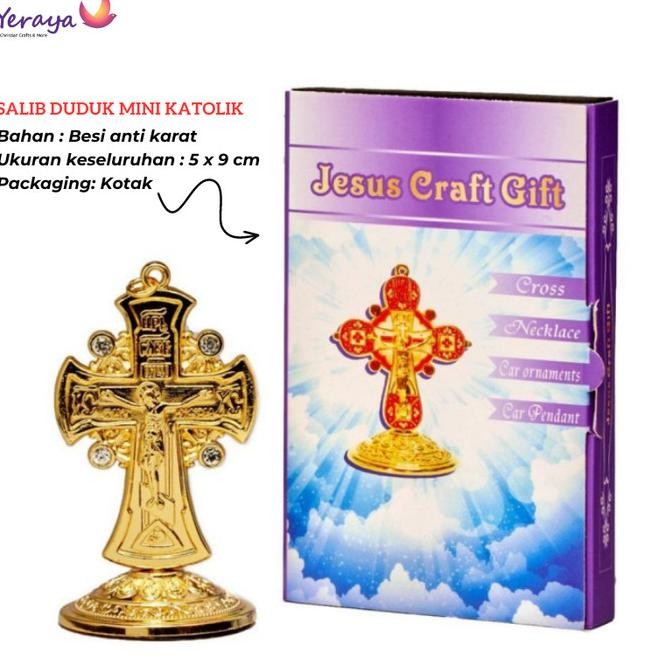 ] Salib Duduk Mini Katolik Pajangan Salib Dinding Gantung Rohani Korpus Yesus Souvenir Salib Besi Mu