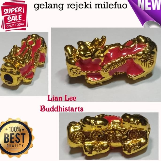 

------] mote beads pixiu phixiu piyao merah metal crom emas uk 3 cm