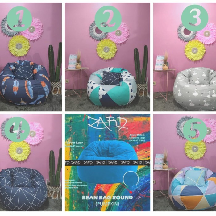 Bean Bag Pumpkin Bulat Bahan Motif Ukuran L XL