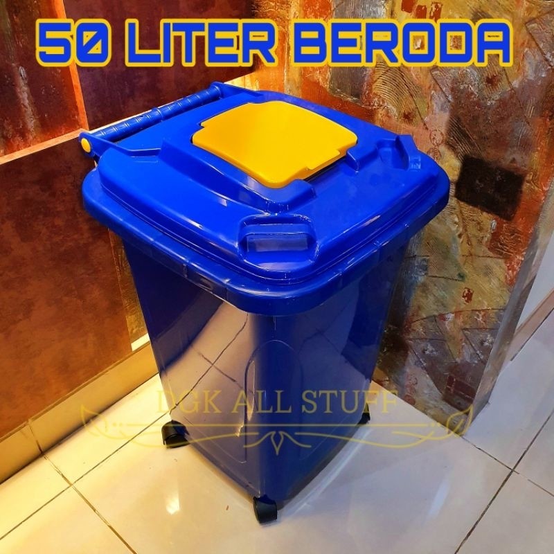 Tong Tempat Sampah Plastik Dustbin Besar Roda Beroda 50 Liter 50L 50 L MURAH