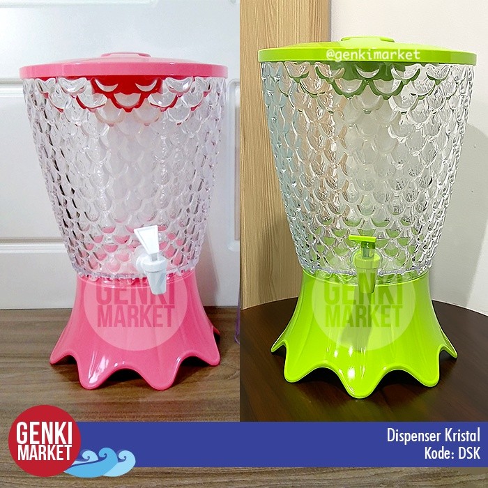 Tempat Air Minum Dispenser Air Minum Sirup Teh / Drink Jar Plastik / Dispenser Kristal Genki Market
