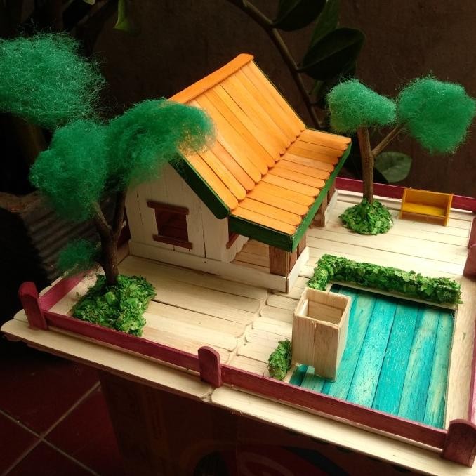 Prakarya Maket Miniatur Rumah Adat Betawi 4 dari Stik Es Krim LA
