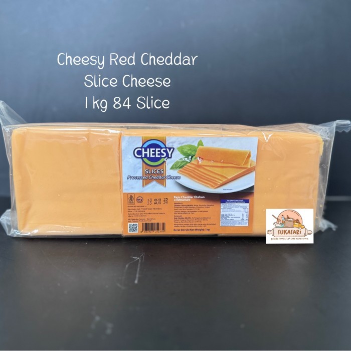 

Cheesy Red Cheddar Slice 1kg Keju Burger Melted leleh