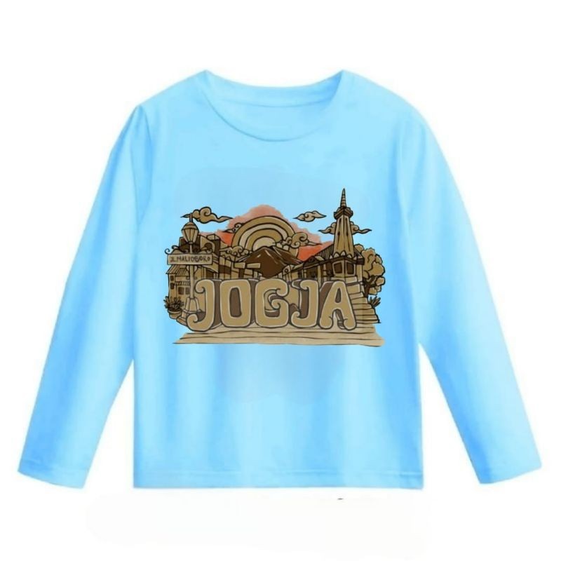 Baju kaos lengan panjang gedung jogja anak cowok dan cewek