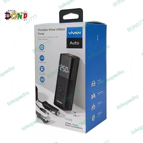 Vivan Tire Inflator Pompa Ban Electric Portable Multi Fungsi Garansi