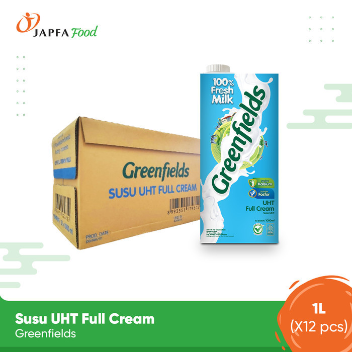 

Greenfields Susu UHT Full Cream 950 mL - Paket isi 12