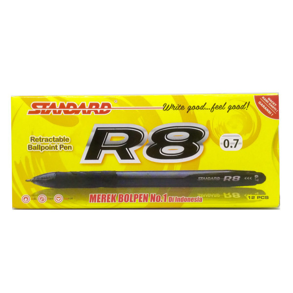 

Standard R8 Pulpen 0.7 Tinta Warna Hitam Isi 12