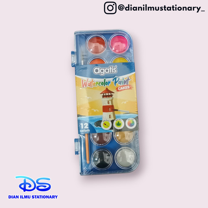 

\\\\\] watercolor cakes cat air padat agatis 12 warna