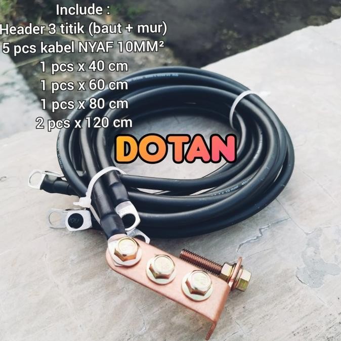 TERMURAH - 3 TITIK 5 KABEL NYAF 10MM GROUND WIRE KIT KABEL GROUNDING MOBIL