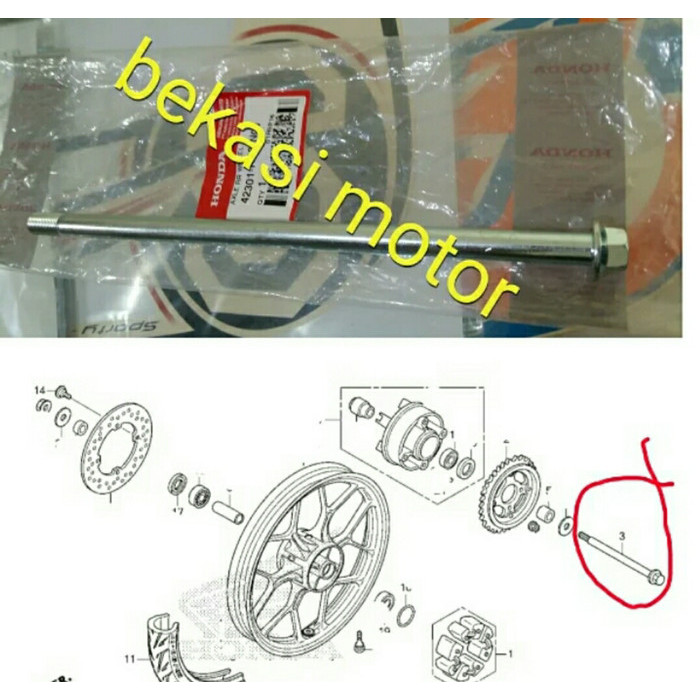 AS RODA BELAKANG HONDA SONIC 150R / SUPRA GTR ORIGINAL
