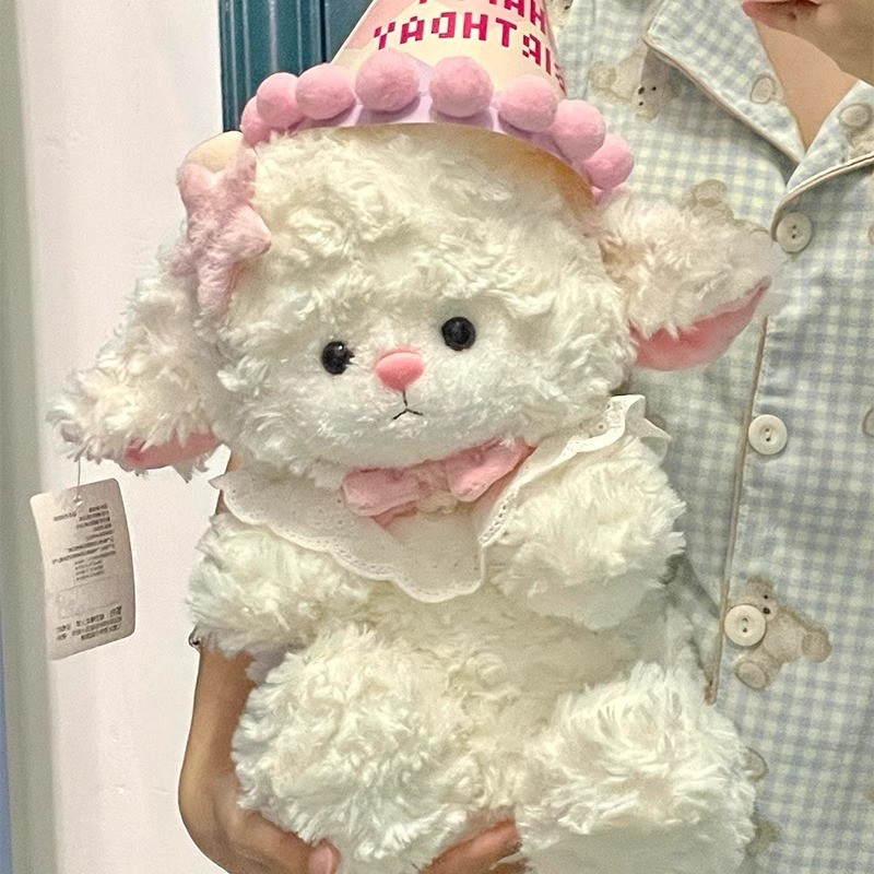 Boneka Domba Nyaman, Bantal Tidur Anak Perempuan, Boneka Tidur, Topi Ulang Tahun Anak Perempuan Hadi