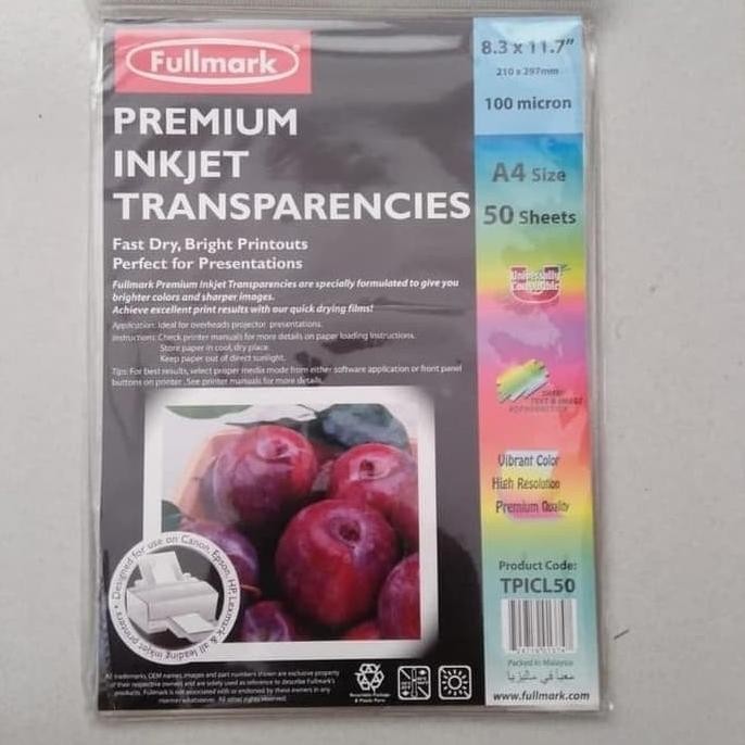 

BEBAS ONGKIR - Fullmark Premium Inkjet Paper Transparencies A4