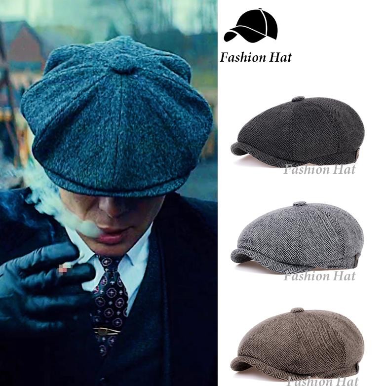 Tukang Koran Topi Retro Kasual Serbaguna Baret Topi Wol Musim Dingin Baret Unisex Merasa Flat Cap Ba