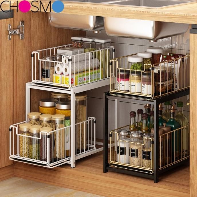 Rak dapur bawah wastafel kitchen rack rak kabinet lemari dapur tarik  JS01