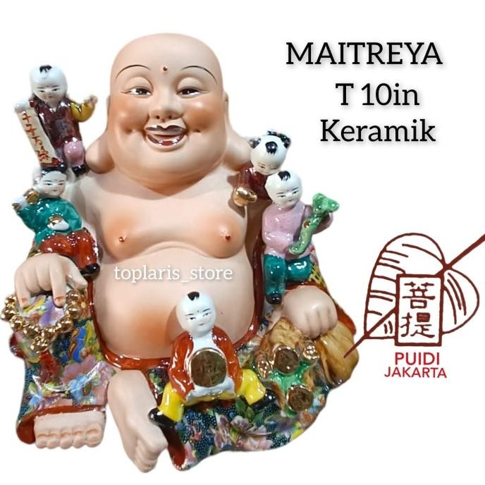 

Ready Patung Buddha Maitreya 10in Keramik 023