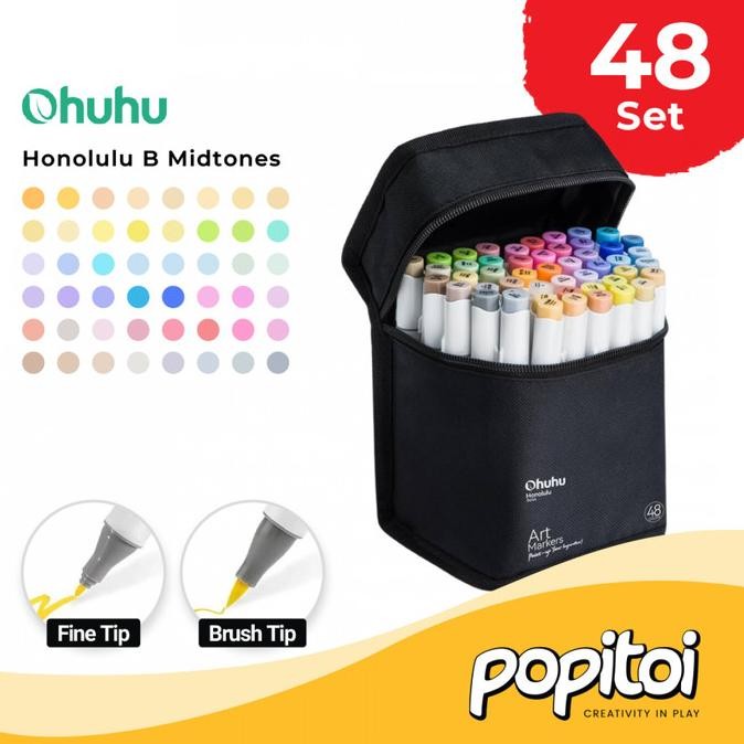 

Sale Ohuhu Honolulu B Mid-Tone 48 Color Dual Tip Brush Fine Art Marker