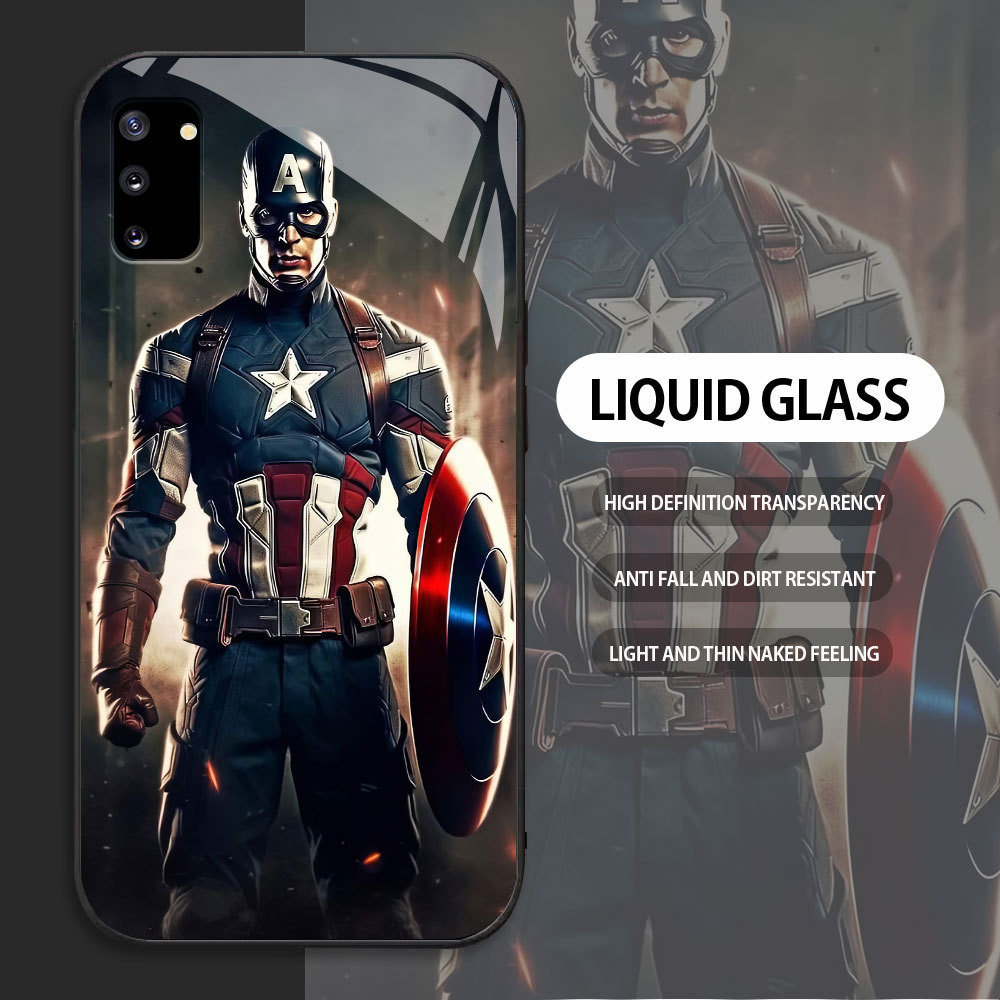 For Samsung Galaxy NOTE 9 10 Plus Pro Casing Skin Handphone  Marvel Captain America Glass kesing Pho
