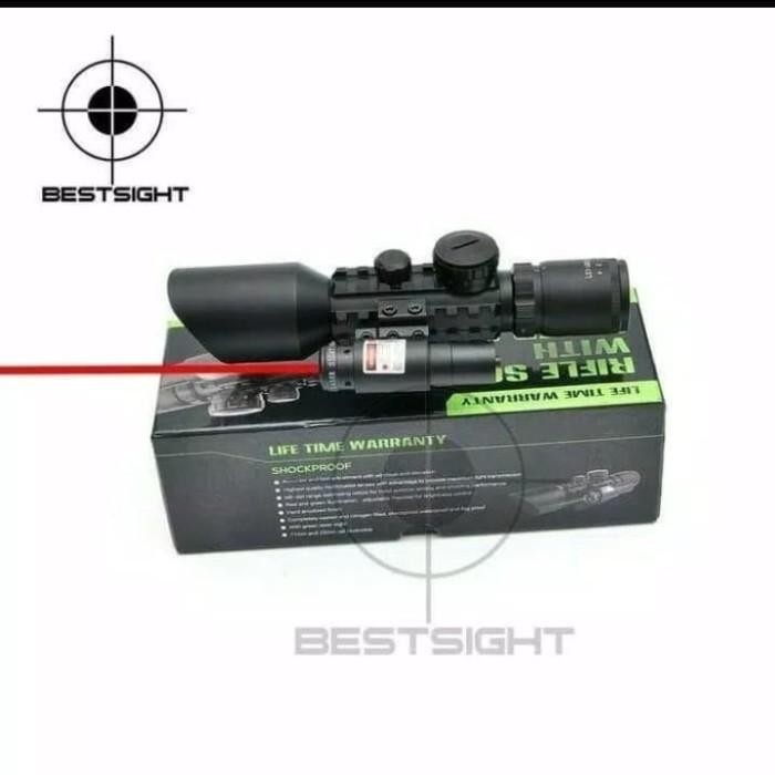 Teleskop M9 3-10X42E Red Laser Dot & Reticle Lamp Premium