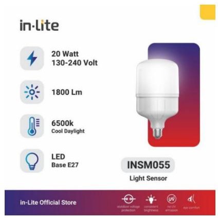 Lampu Led Sensor Cahaya Inlite 20 Watt -Putih Baru