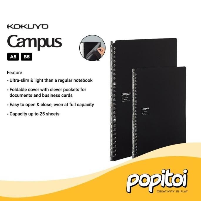 

TERLARIS - Kokuyo Smart Ring BIZ Binder A5 B5 Black Notebook Loose Leaf