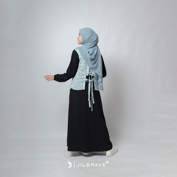 NEW Modesee Gamis Putih Polos Brukat Mewah Aksen Payet Wanita Muslim Lyra - Brokenwhite, M