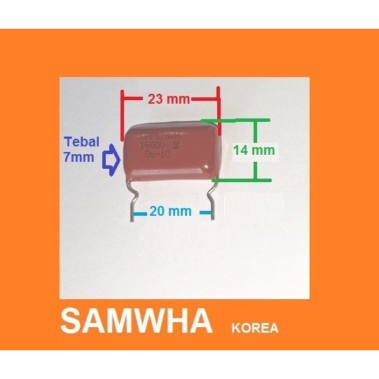 MOXER QTY 5 PCS MKT MPPS 732H 7N3 CAPACITOR 7.3N 1600V ORIGINAL SAMWHA BISA COD