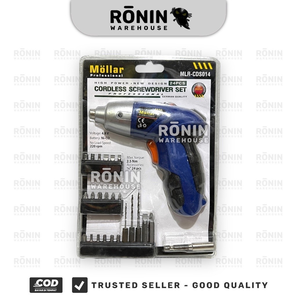 MOLLAR Cordless Screwdriver Drill Set CDS014  Bor Baterai Obeng Mini