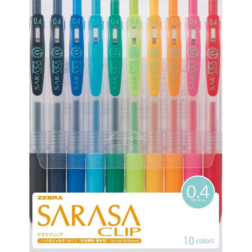 

TERLARIS - Zebra Sarasa Clip Gel Ballpoint Pen 0.3 0.4 0.5 0.7 10 Color Set