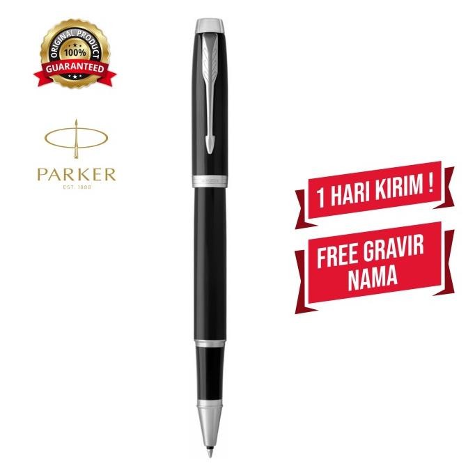 

BEBAS ONGKIR - Parker New IM Black Chrome Trim Rollerball Premium Original