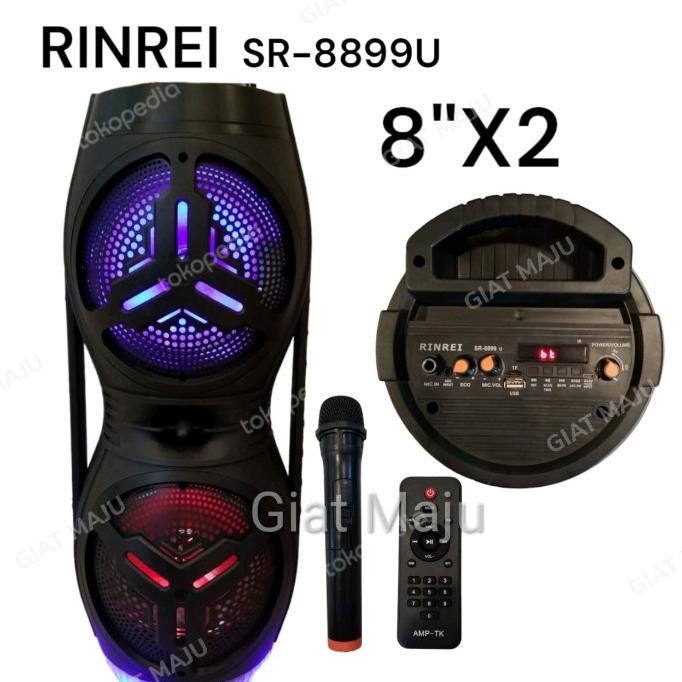 Speaker Aktif Portabel RINREI SR -8899U Karaoke (Woofer 8" x 2)