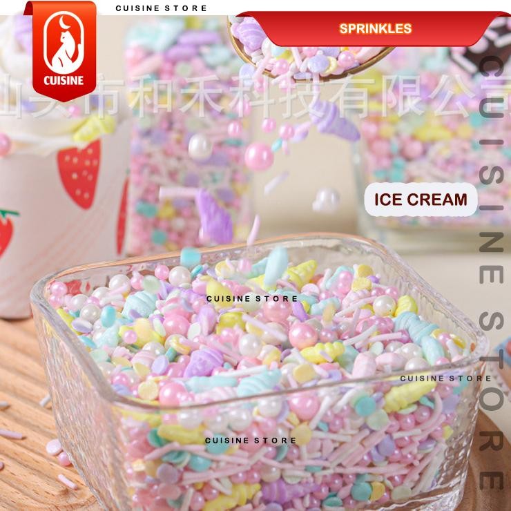 

Mlarak Store 100 GR Edible SPRINKLE COLOURFUL Trimit Gula dekorasi kue Hiasan Cake Bday CNY imlek Valentine Natal