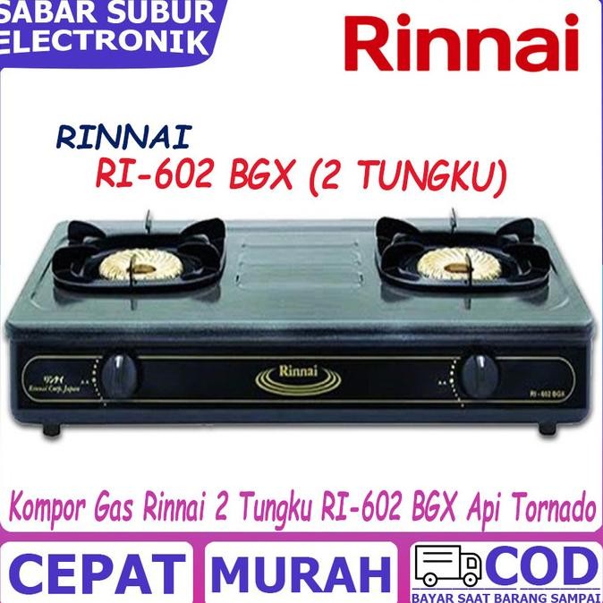 Kompor Gas Rinnai 2 Tungku RI-602 BGX Api Tornado