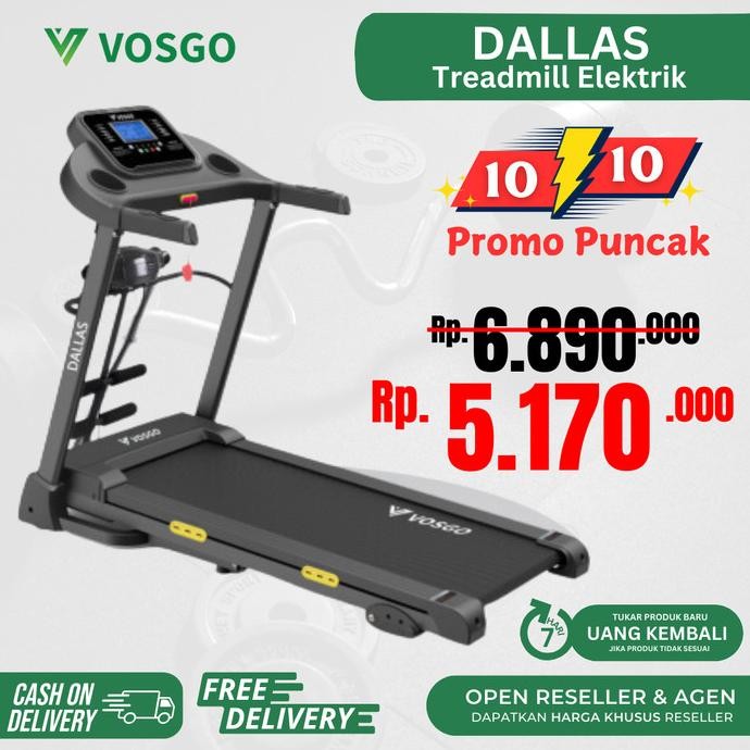 ALAT FITNESS TREADMILL ELEKTRIK VOSGO DALLAS 2,5 HP ORIGINAL DAN TERPERCAYA