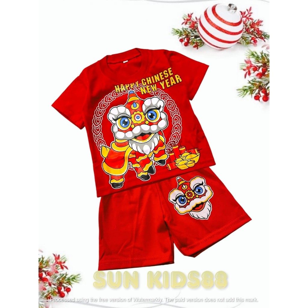 Baju Imlek Anak Setelan 2In1 Cowok Dewasa Wanset Cheongsham Atasan Lakilaki Tanggung China Lengan Pa
