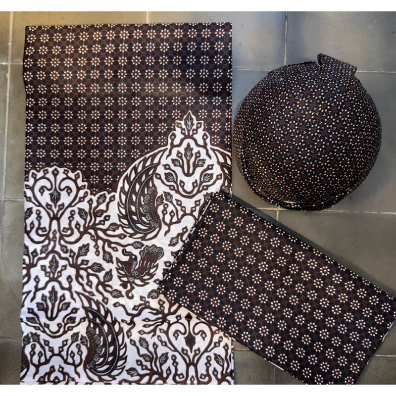 PROMO  Kain Batik Murah set jarit truntum jogja + blangkon