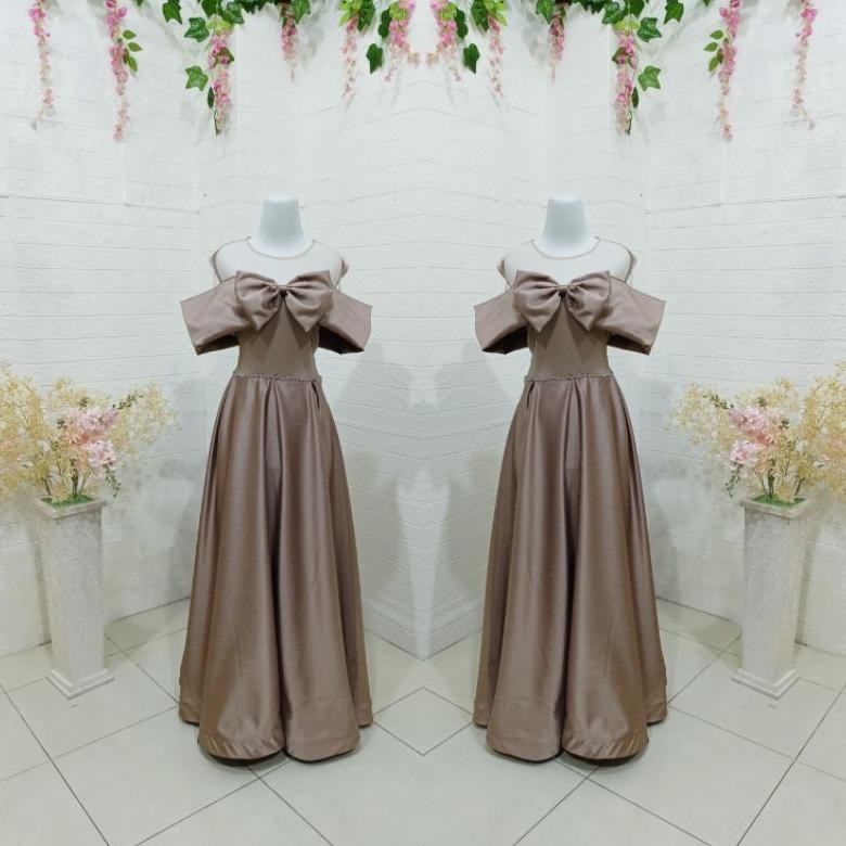 anri longdress pesta simple model pita di dada gaun pesta gaun penyanyi gaun ultah