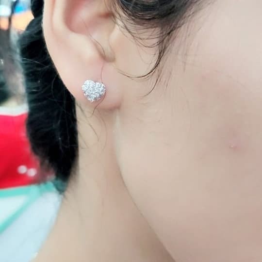 Ready giwang tusuk love perak 925/silver lapisan emas putih