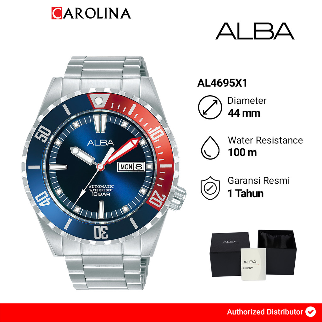 Jam Tangan Pria ALBA Flagship AL4695X1 Automatic Blue Dial Stainless Steel Strap