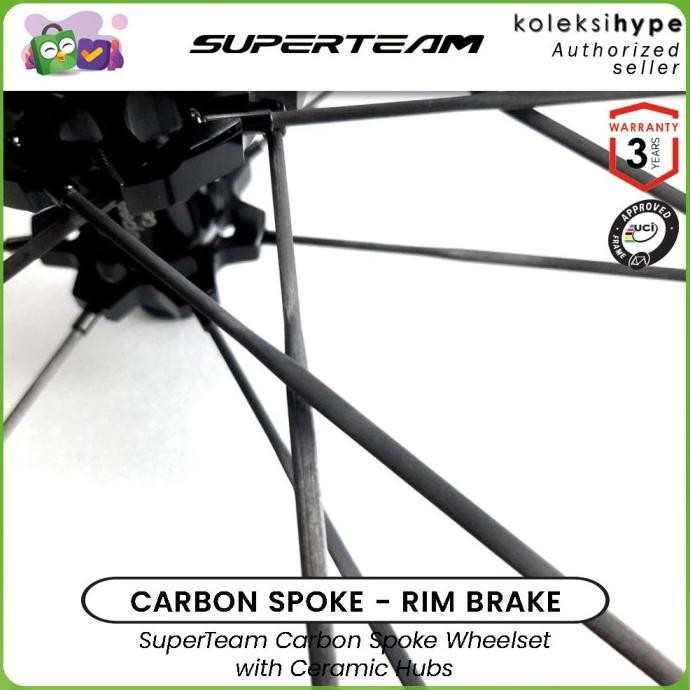SuperTeam Carbon Spoke Series - Ceramic Hub RIM BRAKE Carbon Wheelset