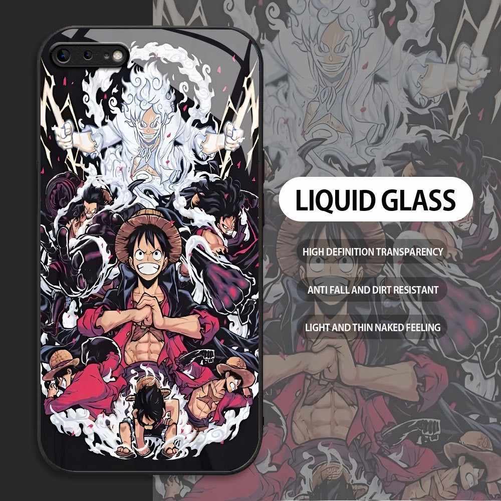 For Apple iPhone 6 6S 7 8 Plus SE2020 se2022 Casing Skin Handphone  One Piece Luffy Glass kesing Pho